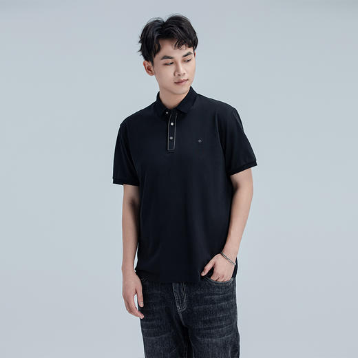 HX 夏季翻领短袖T恤桑蚕丝面料Y102320167101 商品图0