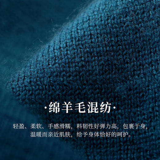 【林栖设计小店】（现货）生活在左绵羊毛混纺毛织外套青绿色修身2023秋季新品长袖毛衣女1961054 商品图9