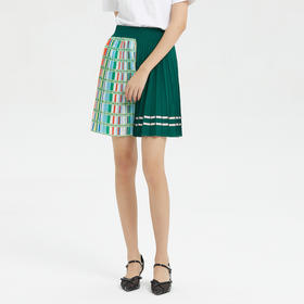 谜底半截裙2022夏季新款学院减龄针织百褶短半裙222MZ0875