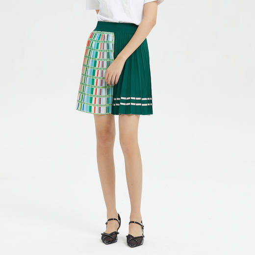 谜底半截裙2022夏季新款学院减龄针织百褶短半裙222MZ0875 商品图0