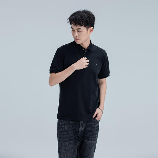 HX 夏季翻领短袖T恤桑蚕丝面料Y102320167101 商品图1