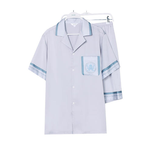 美季美优男士丝质口袋印花短袖套装J326403 商品图4