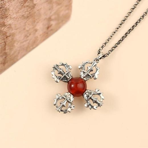 醍醐 金刚VAJRA系列 红玛瑙十字金刚杵项链 商品图2