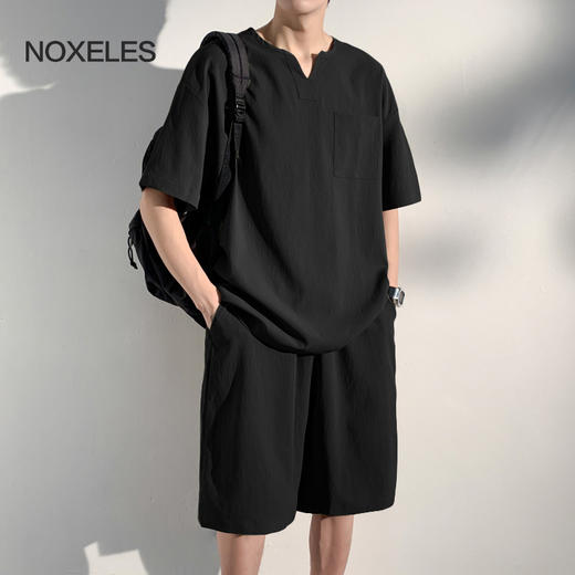 NOXELES夏季男士休闲冰丝套装（自营） | 凉感科技纤维，穿在身上比裸奔更凉快（军绿色L和XL下单10天内发货） 商品图1