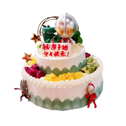 味美特“奥特曼”儿童版双层奶油水果蛋糕 商品图0