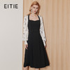 EITIE爱特爱灯笼袖拼接法式方领印花收腰显瘦黑色连衣裙秋新款C2307230 商品缩略图0