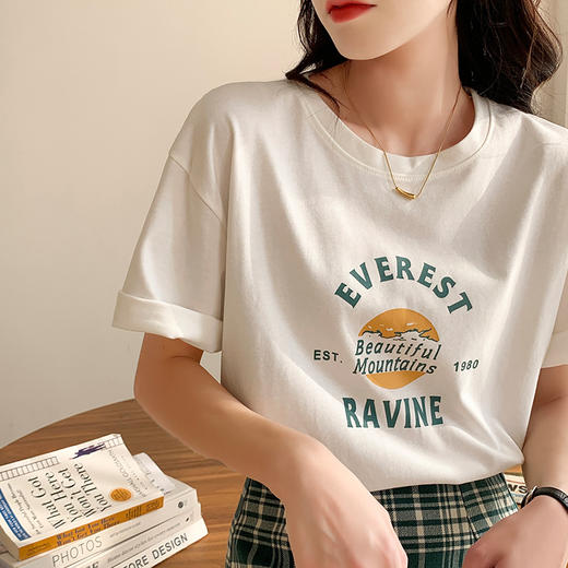 【59元！任选三件】复古印花纯棉T恤 重磅纯棉 舒适透气 耐洗耐穿 简约百搭 商品图2