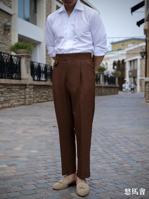 Vitale Barberis Canonico Supersonic 棕色强捻抗皱初剪羊毛意式工艺裤装 商品图1