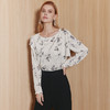 EITIE爱特爱复古围脖领水墨印花直筒雪纺衫上衣显瘦通勤秋新款C2313202 商品缩略图1