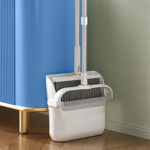 刷头180°旋转 可折叠站立收纳加厚塑料扫帚簸箕套装组合 家用清洁两件套扫把 商品图0