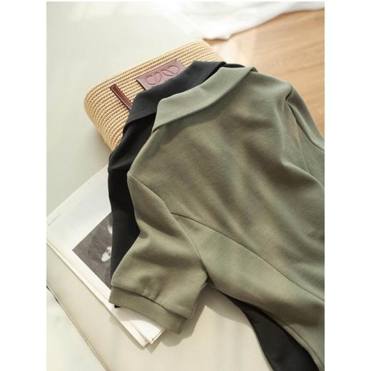 黛唯梵【夏日轻盈搭配必备！】上新流行冰丝罗纹棉短袖PoPo领连衣裙，简约显瘦A字型剪裁，遮肚又大肚白领必备！ 商品图3