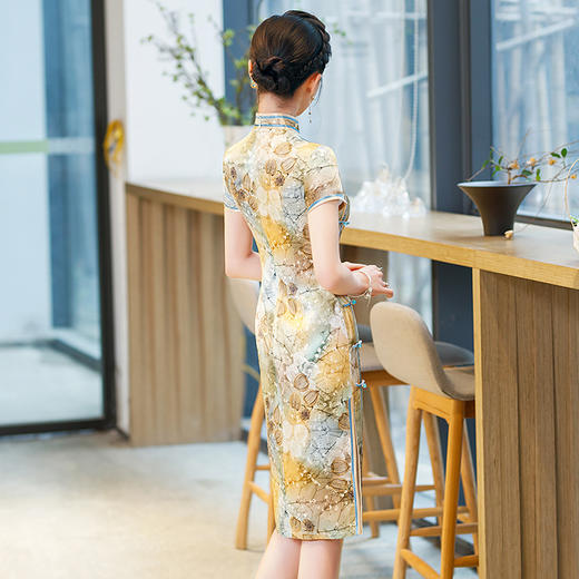 真丝旗袍桑蚕丝高端品质长款复古旗袍WXG-D347 商品图1