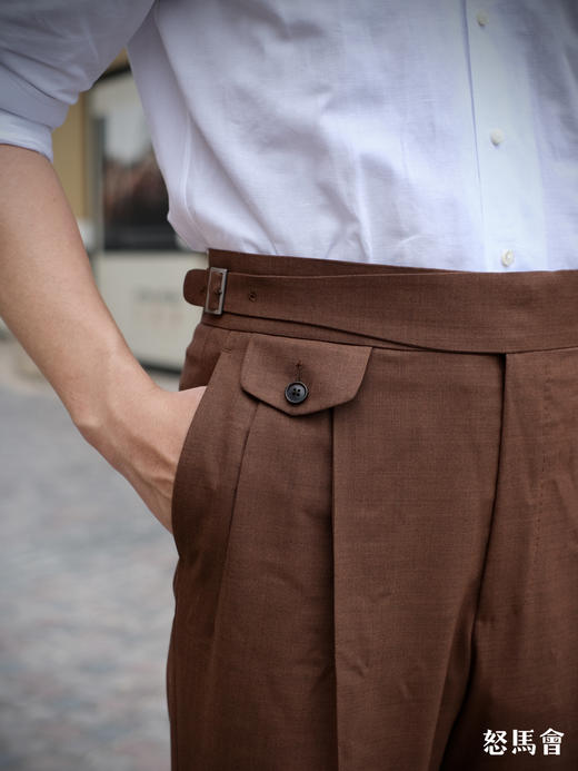 Vitale Barberis Canonico Supersonic 棕色强捻抗皱初剪羊毛意式工艺裤装 商品图6