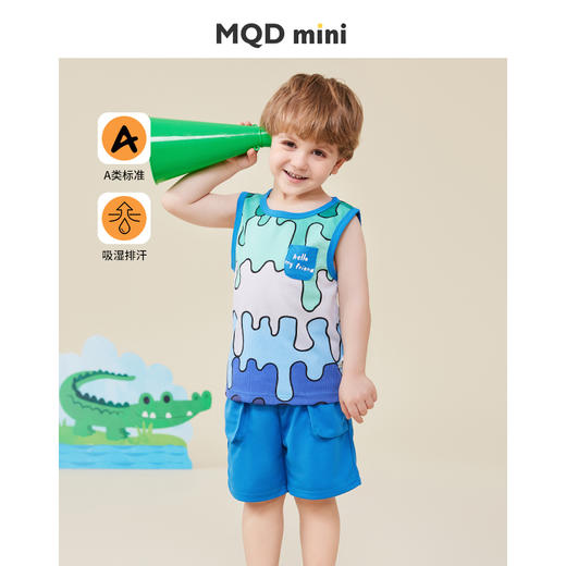 【速干套】【80-130】男童夏款网眼速干无袖背心套装MQDmini 商品图0