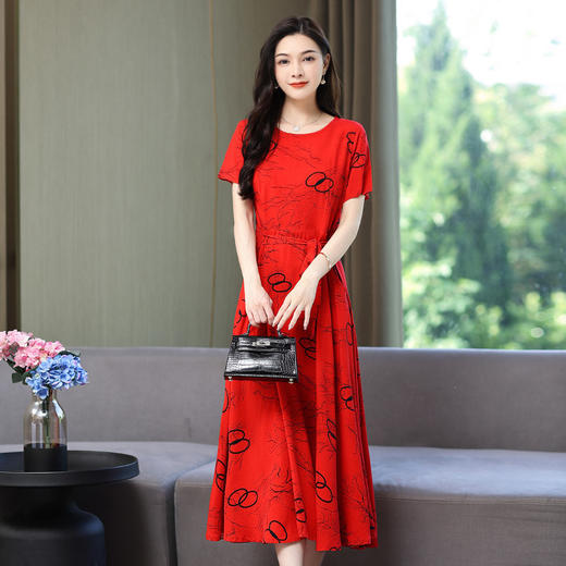 棉麻连衣裙夏天薄款大码女装甜美气质碎花棉绸长裙子HS-1818 商品图5