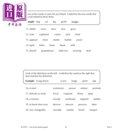 【中商原版】11+ GL 10-Minute Tests: Vocabulary for Verbal Reasoning GL10分钟测试言语推理和英语的词汇10-11岁含在线版 商品图3