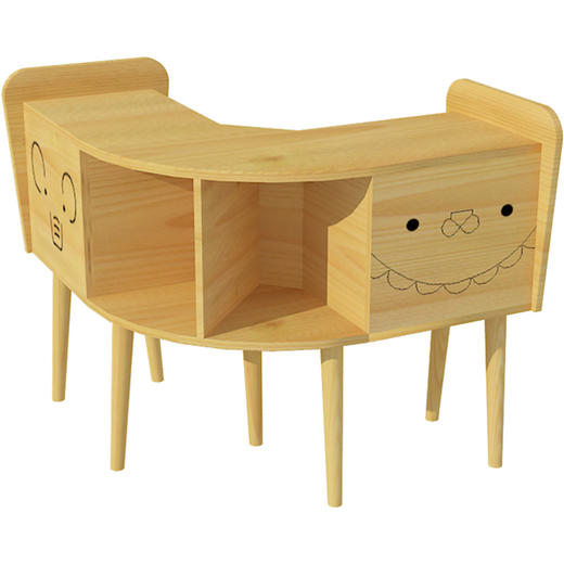 园长之家博苑绘本阅读区实木桌原木转角柜创意松木儿童绘本区家具 商品图4