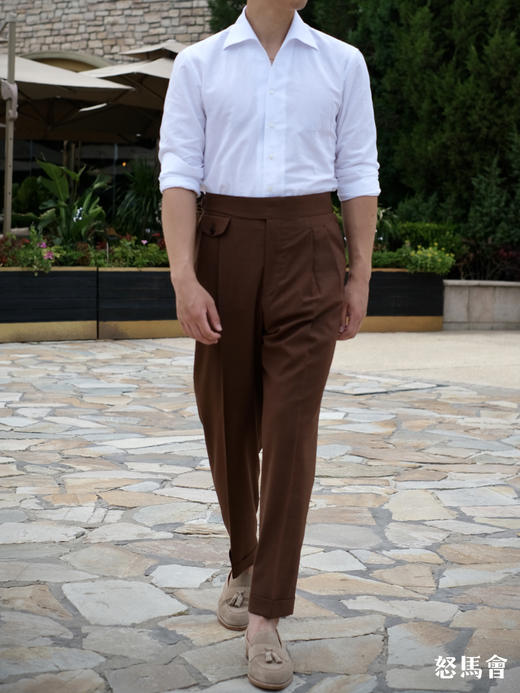 Vitale Barberis Canonico Supersonic 棕色强捻抗皱初剪羊毛意式工艺裤装 商品图5