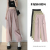 夏季新款必备；高腰直筒休闲裤，舒适自如；美式卫裤阔腿设计，时尚百搭，调节扣两穿工装裤女，轻松穿脱，方便实用。展现个性魅力！ 商品缩略图0