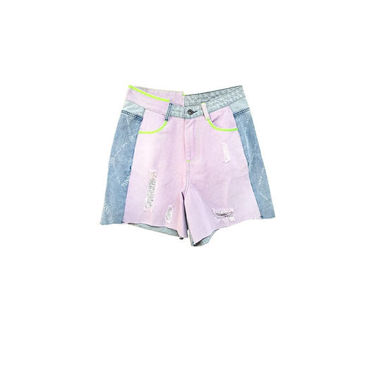 牛仔撞色拼接短裤 商品图3