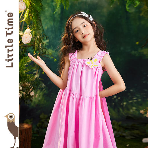 littletime蝴蝶连衣裙女童海边度假风裙子童装夏吊带裙女孩公主裙 商品图1