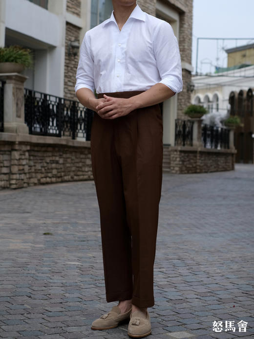 Vitale Barberis Canonico Supersonic 棕色强捻抗皱初剪羊毛意式工艺裤装 商品图4