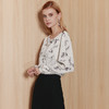 EITIE爱特爱复古围脖领水墨印花直筒雪纺衫上衣显瘦通勤秋新款C2313202 商品缩略图2