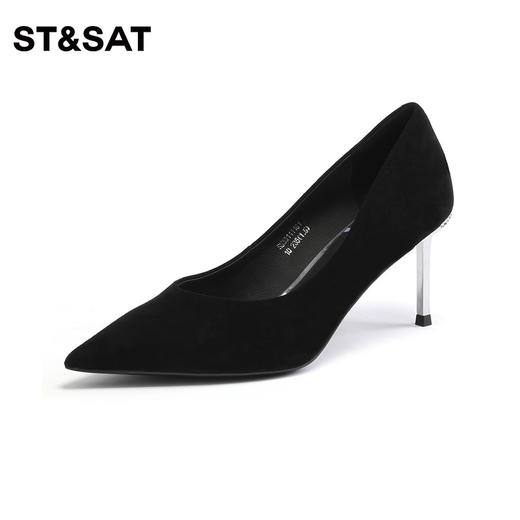 星期六优雅单鞋休闲细跟尖头牛皮高跟鞋SS33111161 商品图4