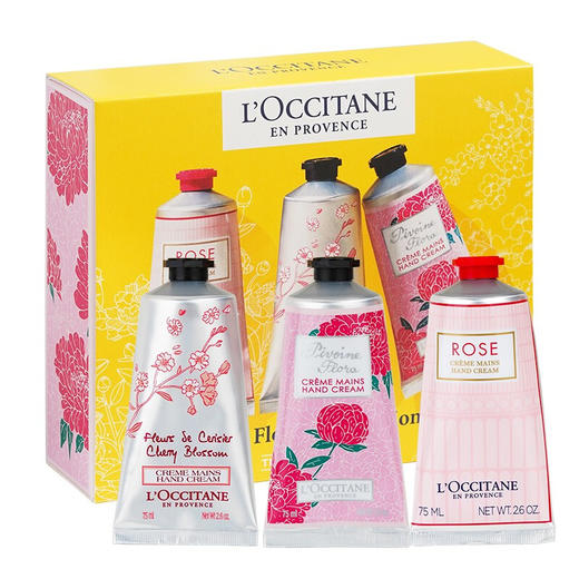 【中欧班列精选】1bf  L'OCCITANE欧舒丹护手霜三件套（芍药+甜蜜樱花+玫瑰皇后各75ml） 商品图1