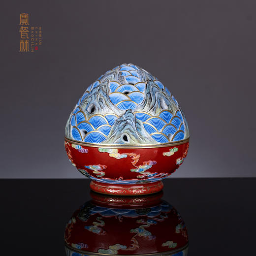 红地雕刻洪福齐天香炉 商品图0