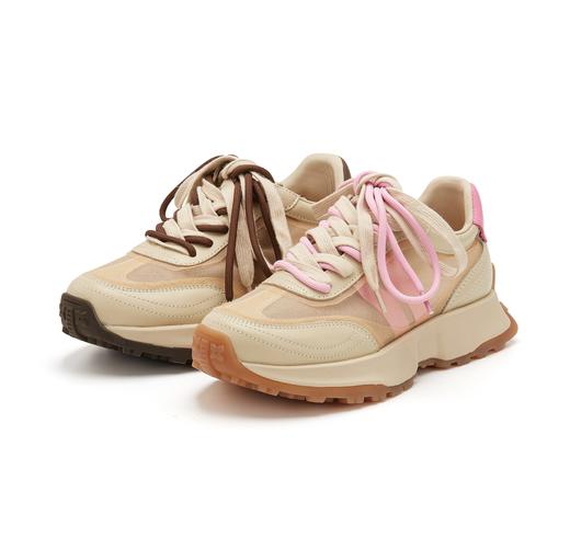 westory夏季新款厚底百搭圆头系带真皮休闲运动鞋56401 商品图0