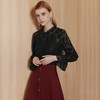 EITIE爱特爱宫廷风立领黑色蕾丝两件套直筒显瘦通勤上衣秋新款C13206 商品缩略图2