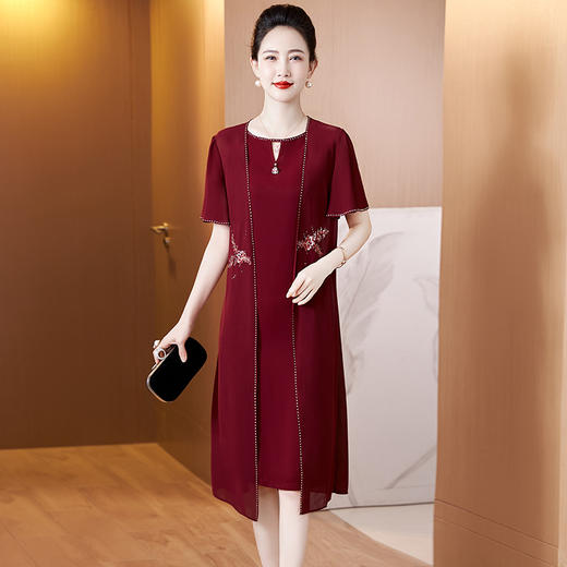 LC-2358夏季两件套连衣裙礼服结婚喜婆婆婚宴高贵优雅薄款套装 商品图0