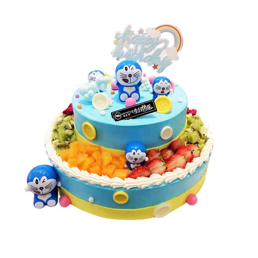 味美特“哆啦A梦大熊”儿童造型可爱奶油双层水果蛋糕 商品图0