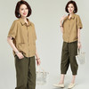 HR QIANBH656时尚休闲七分裤套装衬衫纯色显瘦遮肉 商品缩略图3