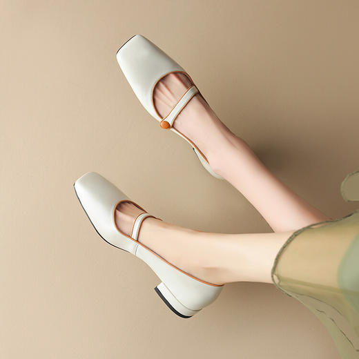 西村名物2023年秋季新款低粗跟包头小香风单鞋玛丽珍高级感单鞋D23CE30031 商品图5