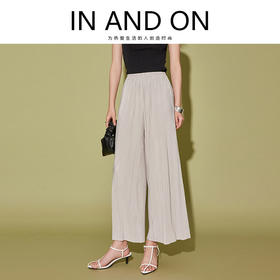 IN AND ON 夏季新款阔腿裤一片式风琴褶空气裤显瘦百搭直筒休闲裤53441 53462