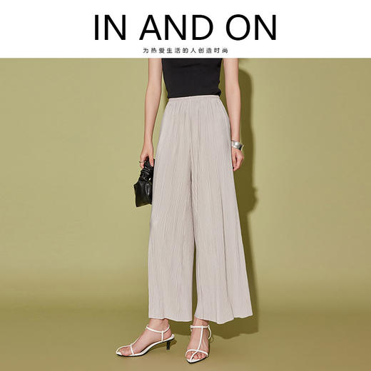 IN AND ON 夏季新款阔腿裤一片式风琴褶空气裤显瘦百搭直筒休闲裤53441 53462 商品图0