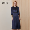 EITIE爱特爱精致钉珠优雅缎面垂坠收腰压褶显瘦连衣裙秋季新款A07119 商品缩略图0