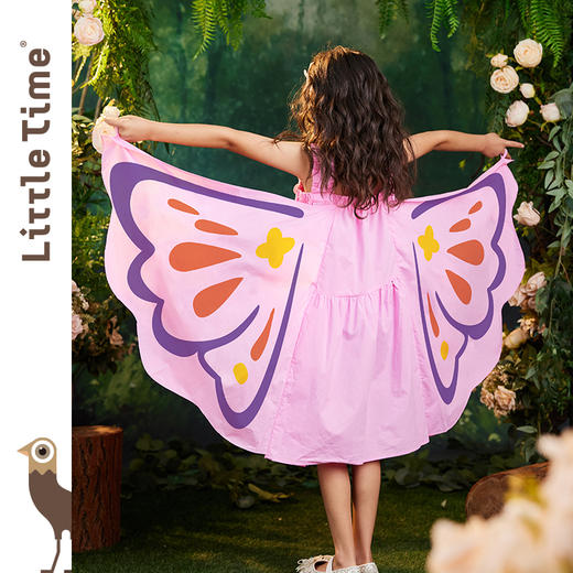 littletime蝴蝶连衣裙女童海边度假风裙子童装夏吊带裙女孩公主裙 商品图3