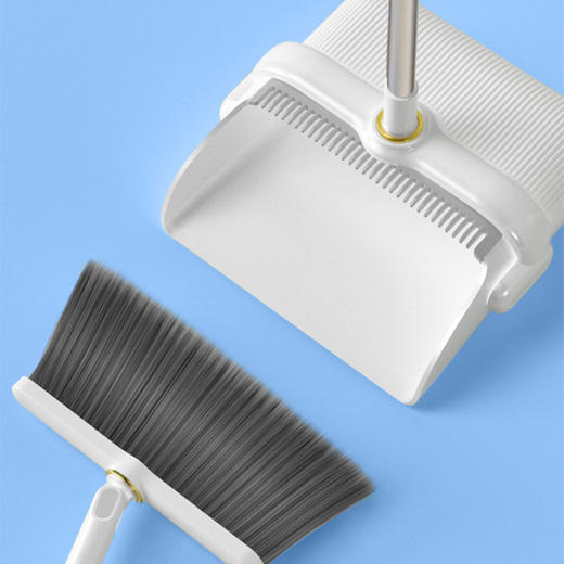 刷头180°旋转 可折叠站立收纳加厚塑料扫帚簸箕套装组合 家用清洁两件套扫把 商品图1