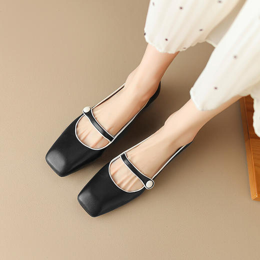 西村名物2023年秋季新款低粗跟包头小香风单鞋玛丽珍高级感单鞋D23CE30031 商品图12