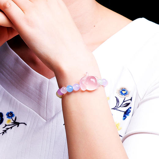 道家粉水晶狐狸手链 商品图3