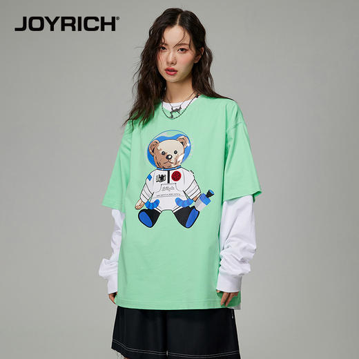 JOYRICH官方早春男女情侣款科技感宇航员富乐熊潮流休闲短袖T恤 商品图2