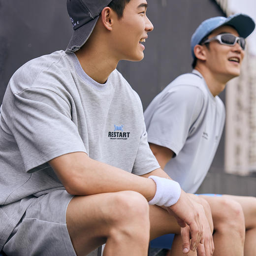 OMG运动 速干棉宽松短袖套装吸湿排汗凉感休闲夏季健身t恤圆领 商品图3