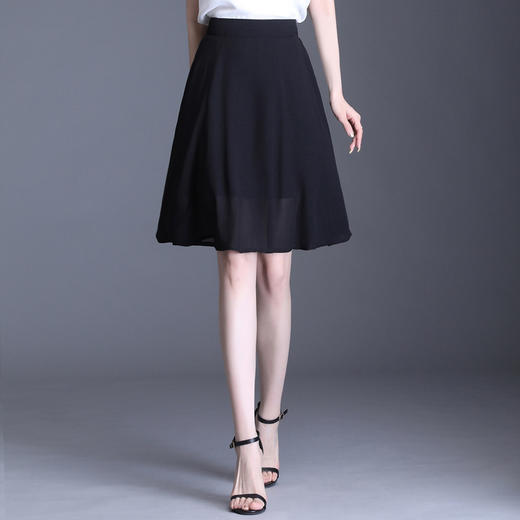 薄款中长伞裙，黑色双层雪纺半身裙MYX-9733 商品图5