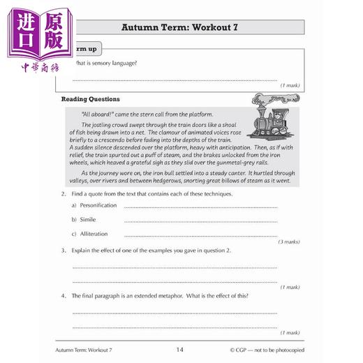 【中商原版】New KS3 Year 9 English 10-Minute Weekly Workouts KS3 9年级英语10分钟周周练 英文原版进口 中学教辅参考书 商品图4