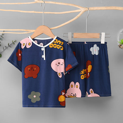 【母婴用品】夏季薄款儿童绵绸家居服套装 商品图3