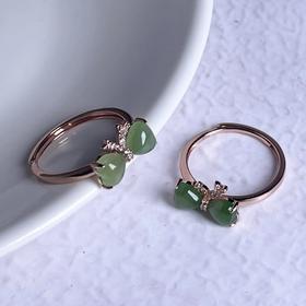 S925碧玉戒指-玫瑰色蝴蝶结