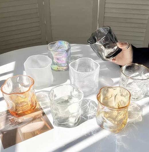 ins风不规则玻璃杯    威士忌酒杯小众高级感家用水杯咖啡牛奶扭扭杯折纸杯子女3.181 商品图2